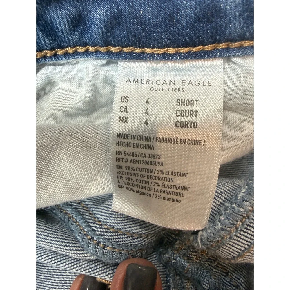 American Eagle Super Stretch Jeggings Womens 4 Short Distressed Medium Wash Blue